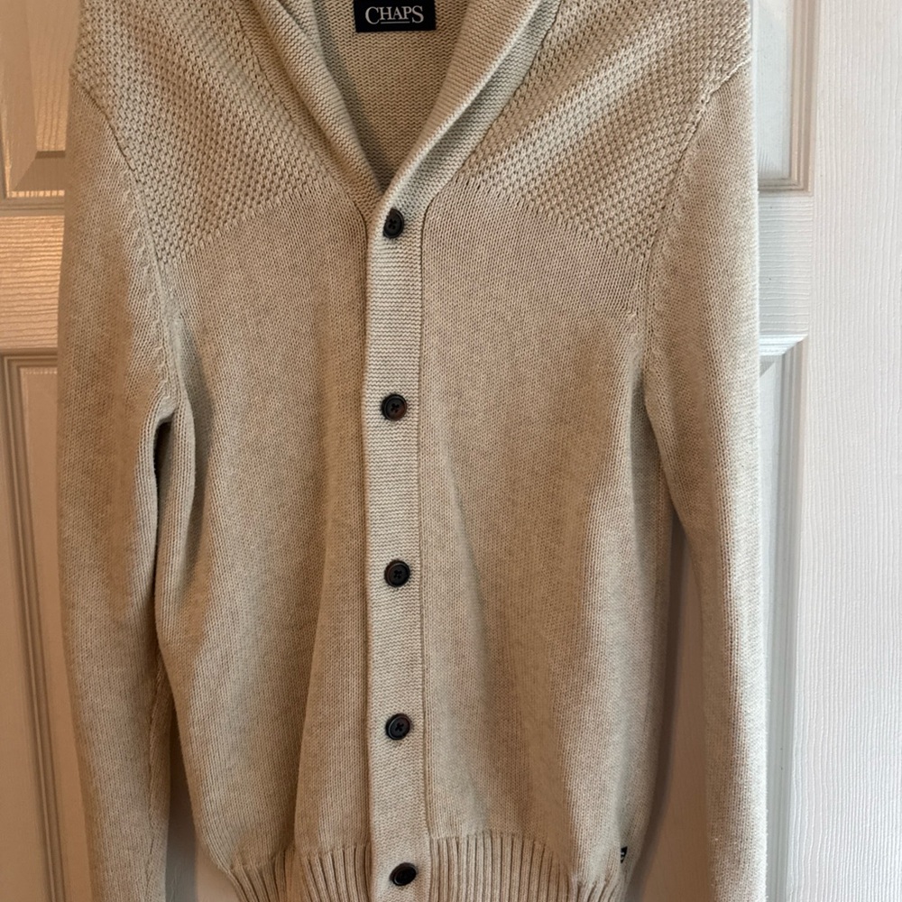 Chaps Men's Beige Cardigan Sweater